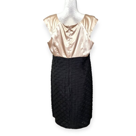 London Times Women's 16W Dress Nude Satin Black Textured Sheath Plus Size Party - Picture 2 of 9